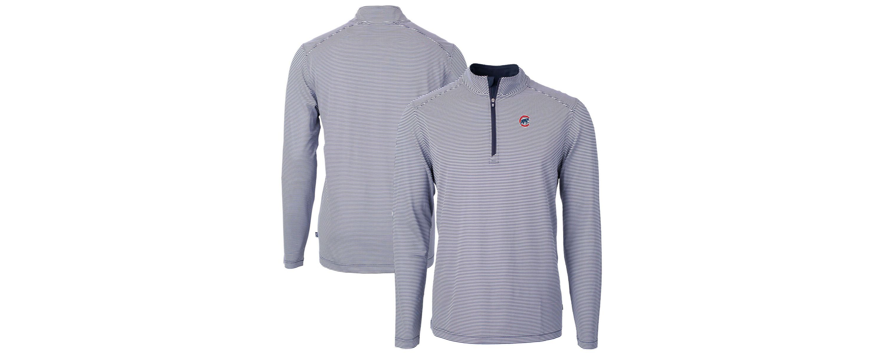 MLB Chicago Cubs Virtue Eco Pique Micro Stripe Recycled Quarter-Zip Pullover Top