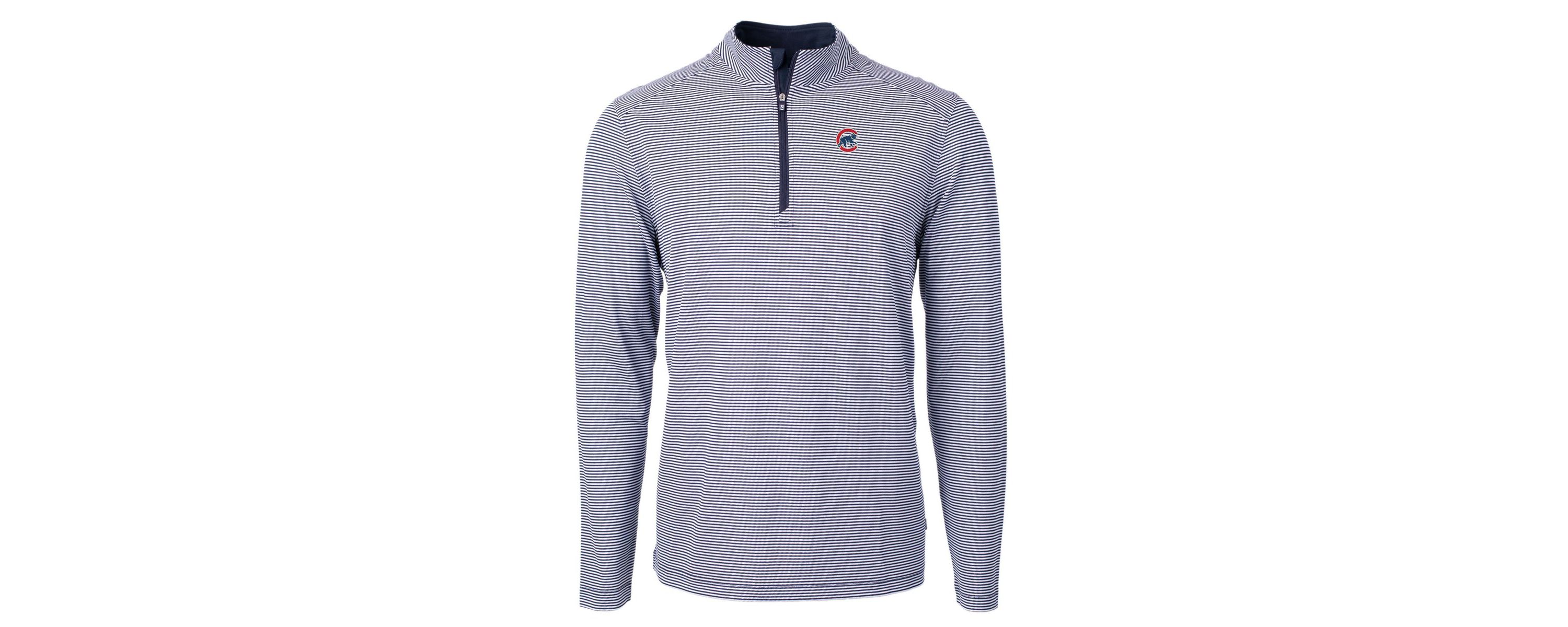 MLB Chicago Cubs Virtue Eco Pique Micro Stripe Recycled Quarter-Zip Pullover Top