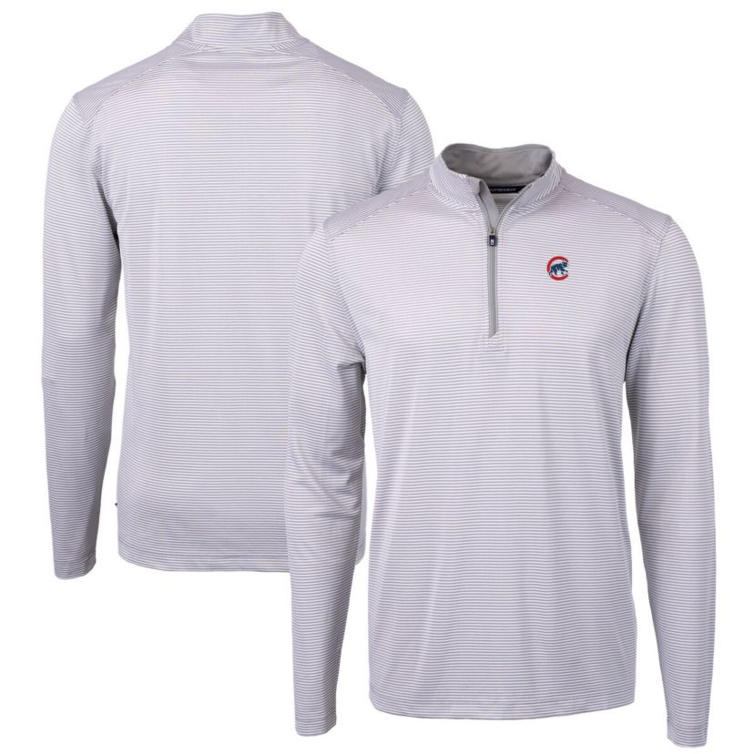 MLB Chicago Cubs Virtue Eco Pique Micro Stripe Recycled Quarter-Zip Pullover Top