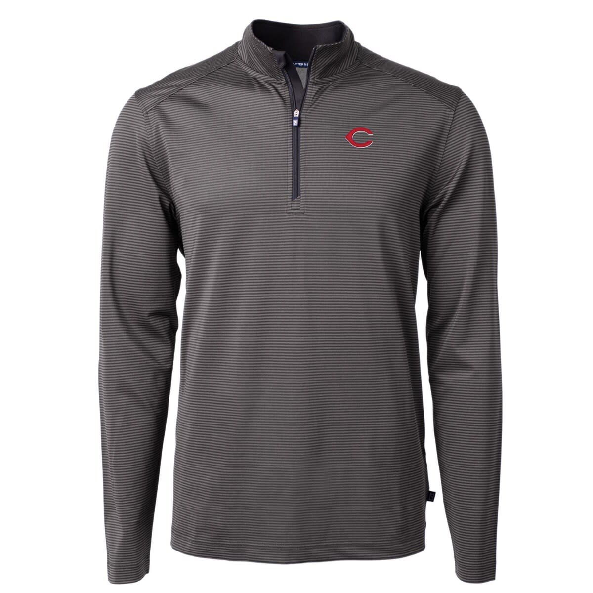 MLB Cincinnati Reds Virtue Eco Pique Micro Stripe Recycled Quarter-Zip Pullover Top