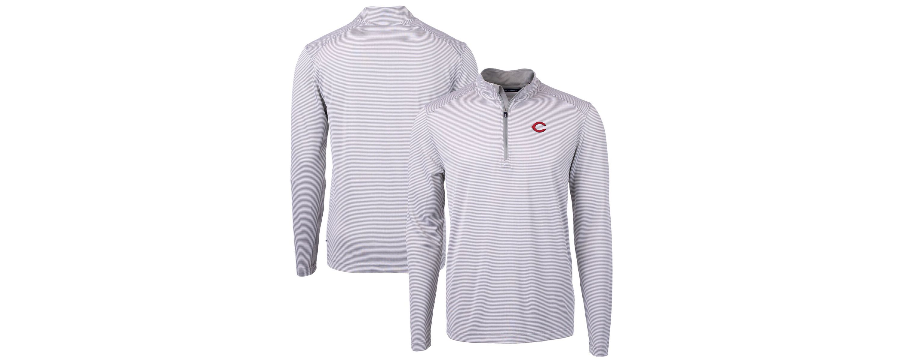 MLB Cincinnati Reds Virtue Eco Pique Micro Stripe Recycled Quarter-Zip Pullover Top