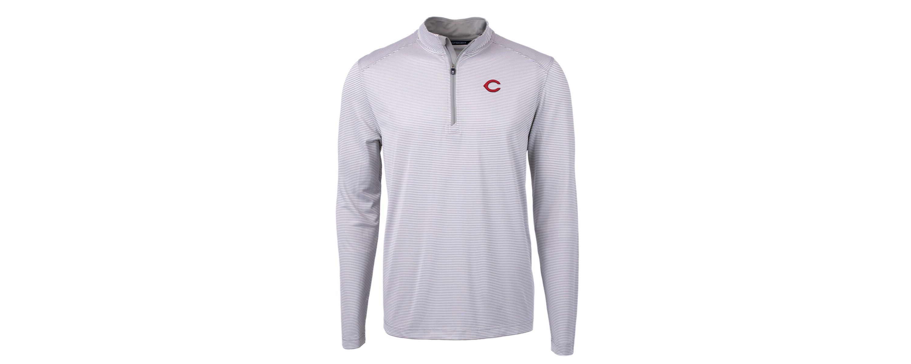 MLB Cincinnati Reds Virtue Eco Pique Micro Stripe Recycled Quarter-Zip Pullover Top