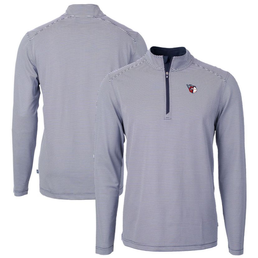 MLB Cleveland Guardians Virtue Eco Pique Micro Stripe Recycled Quarter-Zip Pullover Top