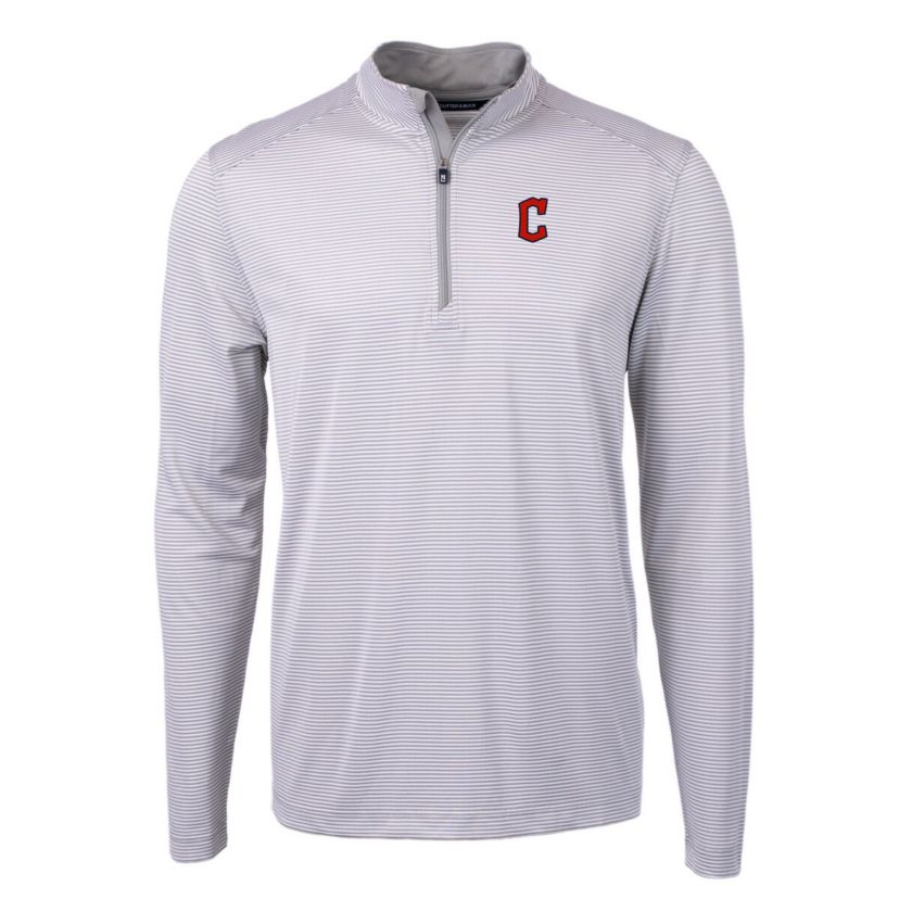 MLB Cleveland Guardians Virtue Eco Pique Micro Stripe Recycled Quarter-Zip Pullover Top