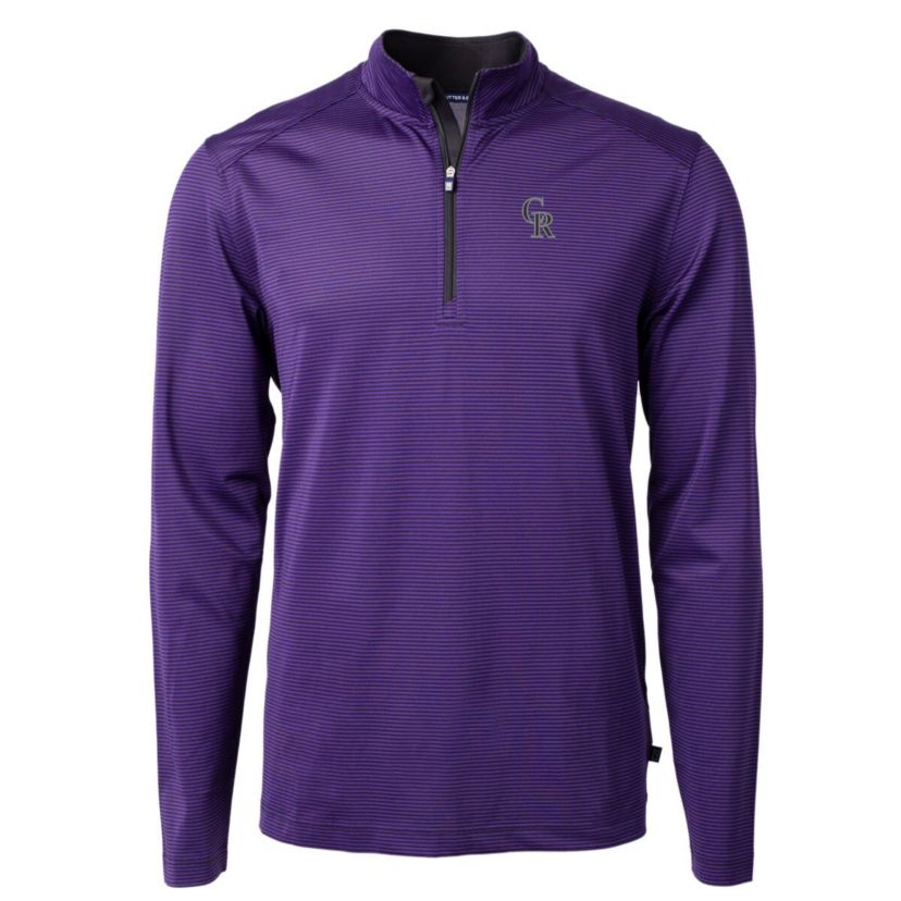 MLB Colorado Rockies Virtue Eco Pique Micro Stripe Recycled Quarter-Zip Pullover Top