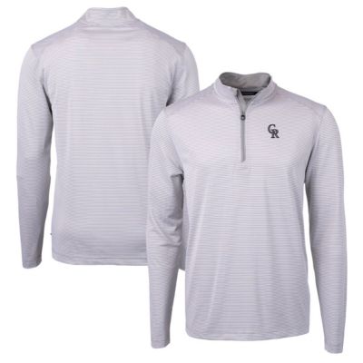 Cutter & Buck Men's MLB Colorado Rockies Virtue Eco Pique Micro Stripe Recycled Quarter-Zip Pullover Top