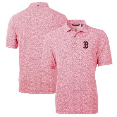 Cutter & Buck Men's Boston Red Sox MLB Boston Sox Virtue Eco Pique Botanical Print Recycled Polo, 2XL
