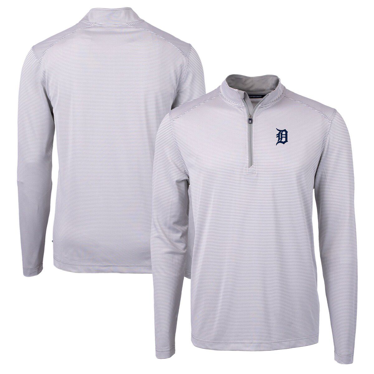 MLB Detroit Tigers Virtue Eco Pique Micro Stripe Recycled Quarter-Zip Pullover Top