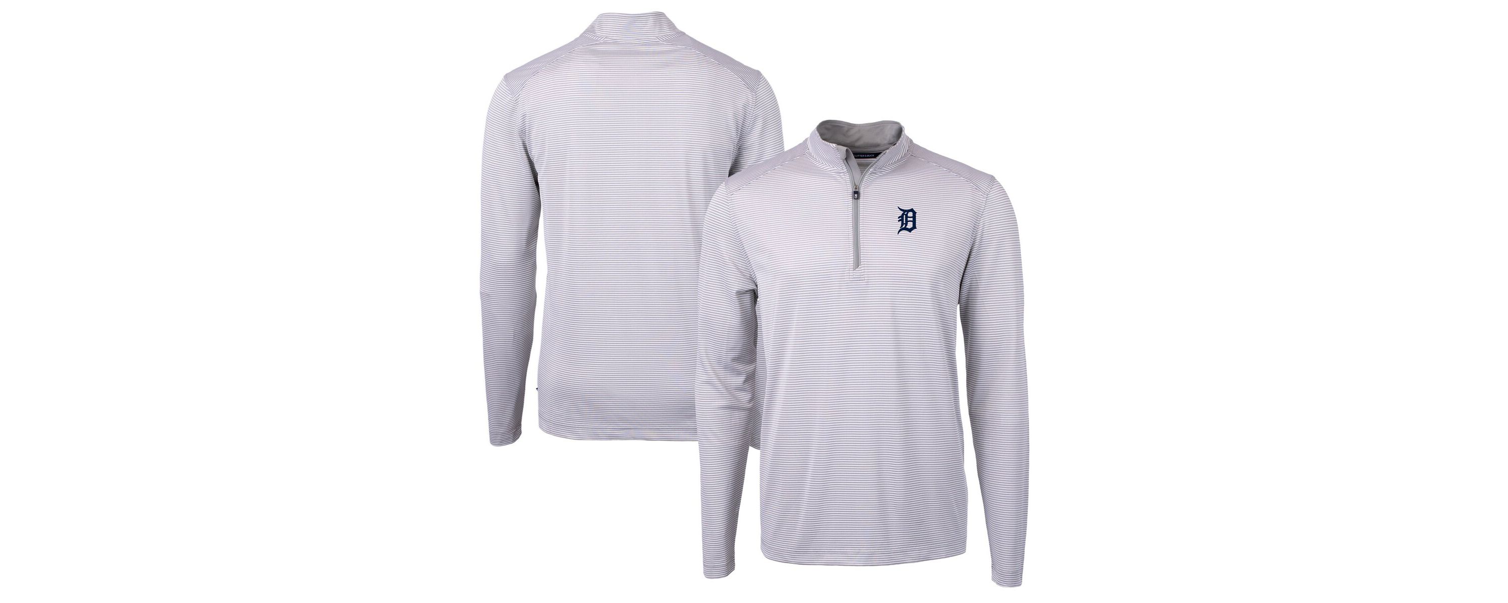 MLB Detroit Tigers Virtue Eco Pique Micro Stripe Recycled Quarter-Zip Pullover Top
