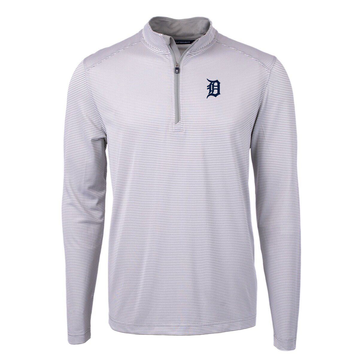MLB Detroit Tigers Virtue Eco Pique Micro Stripe Recycled Quarter-Zip Pullover Top