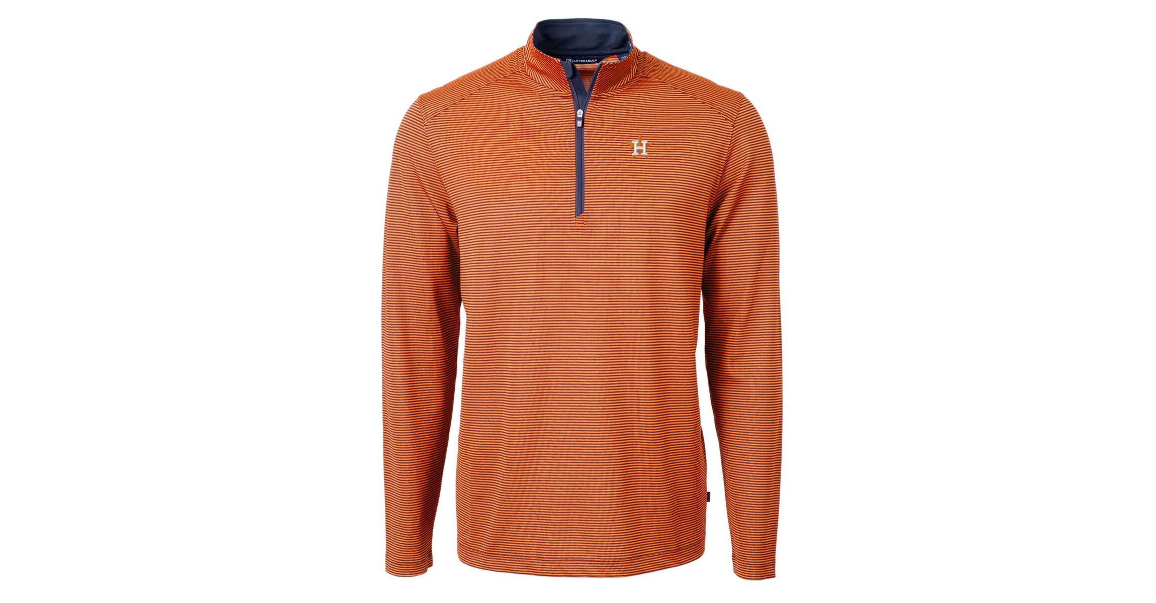 MLB Houston Astros Virtue Eco Pique Micro Stripe Recycled Quarter-Zip Pullover Top