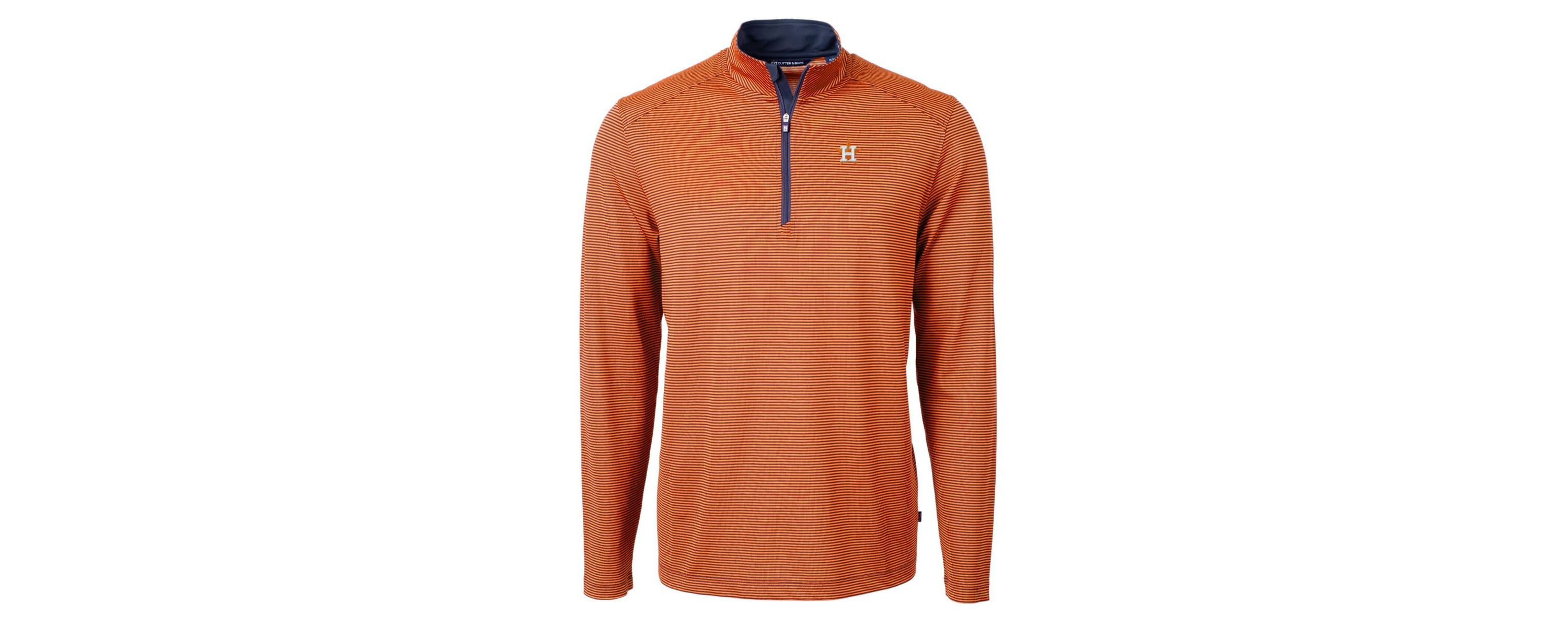 MLB Houston Astros Virtue Eco Pique Micro Stripe Recycled Quarter-Zip Pullover Top