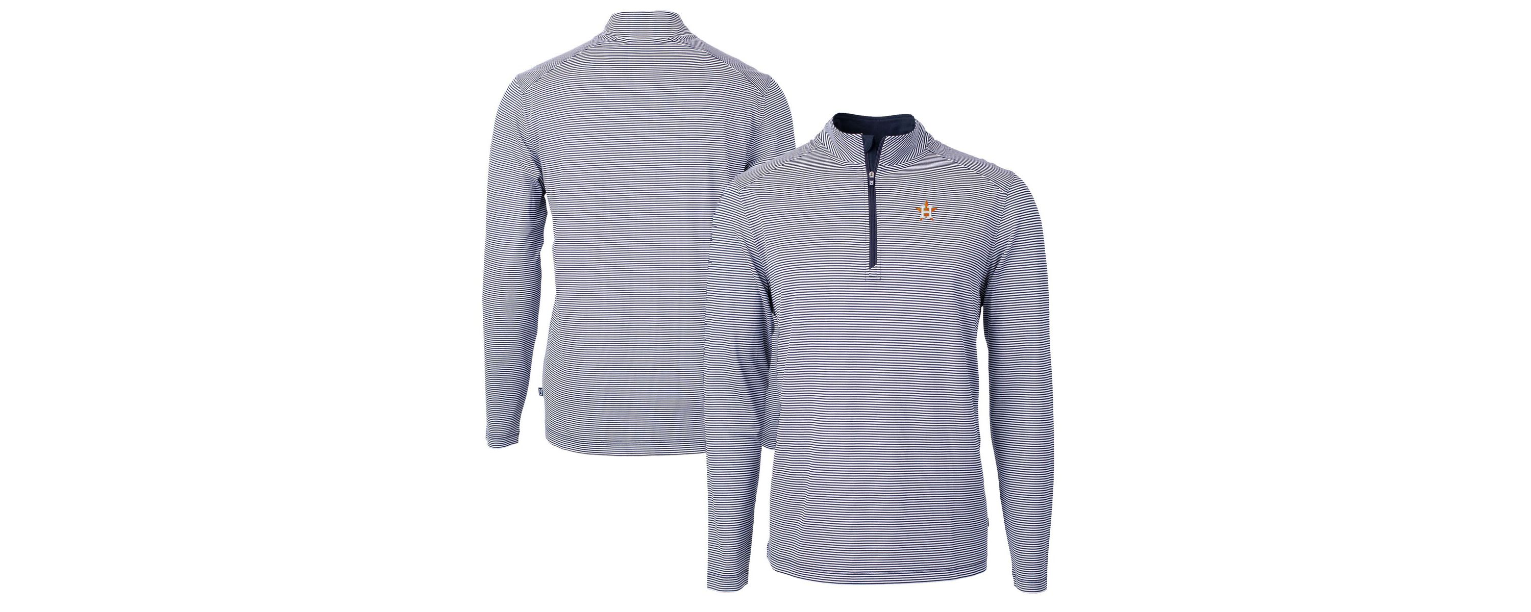 MLB Houston Astros Virtue Eco Pique Micro Stripe Recycled Quarter-Zip Pullover Top