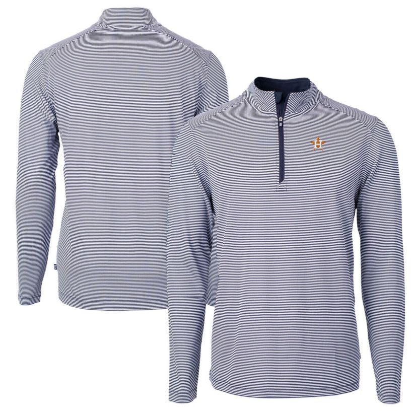 MLB Houston Astros Virtue Eco Pique Micro Stripe Recycled Quarter-Zip Pullover Top
