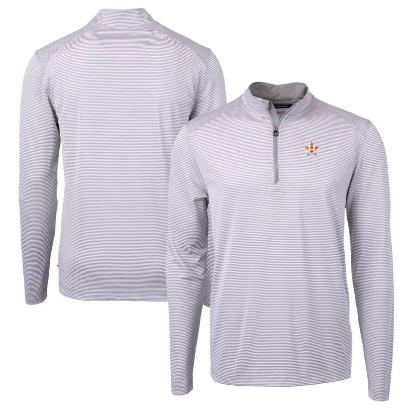 MLB Houston Astros Virtue Eco Pique Micro Stripe Recycled Quarter-Zip Pullover Top