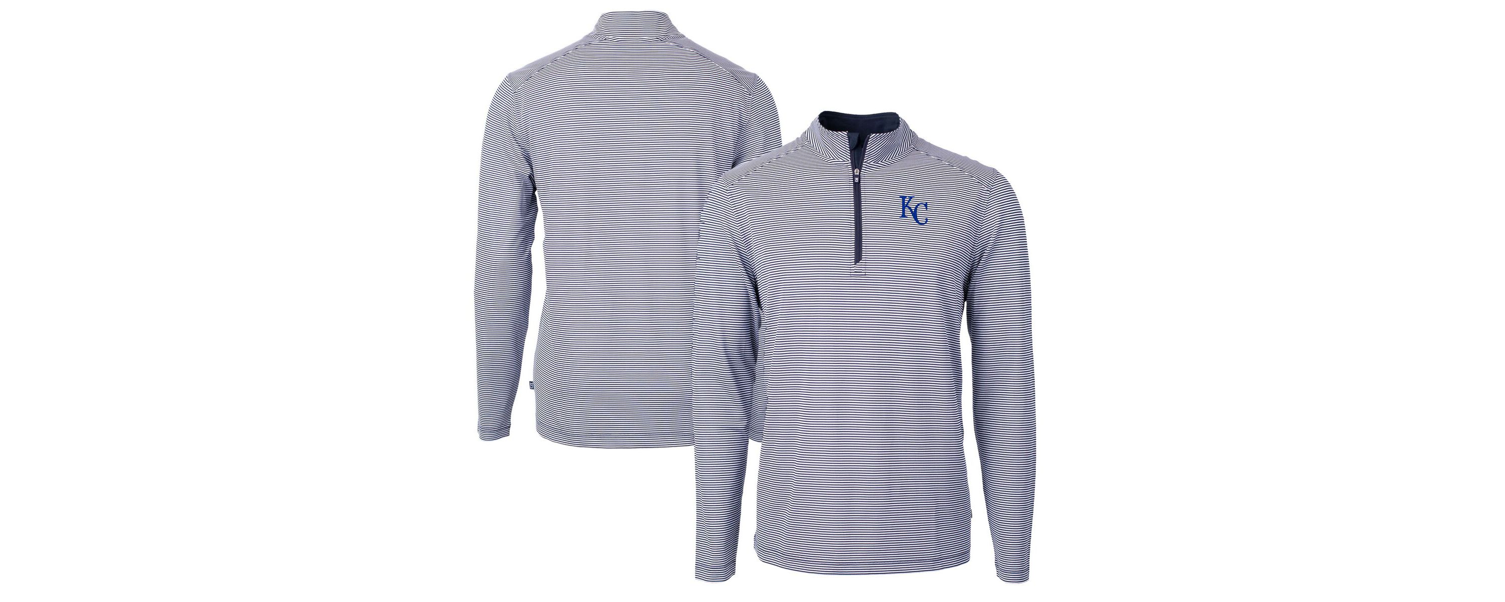 MLB Kansas City Royals Virtue Eco Pique Micro Stripe Recycled Quarter-Zip Pullover Top
