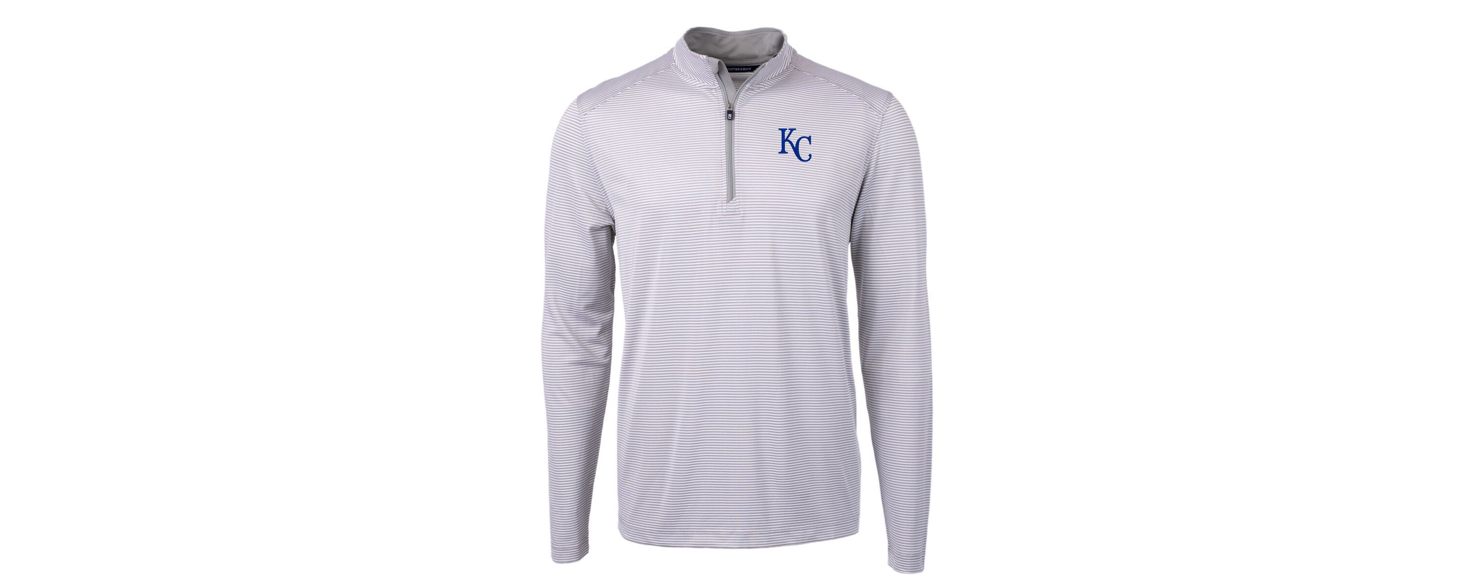 MLB Kansas City Royals Virtue Eco Pique Micro Stripe Recycled Quarter-Zip Pullover Top