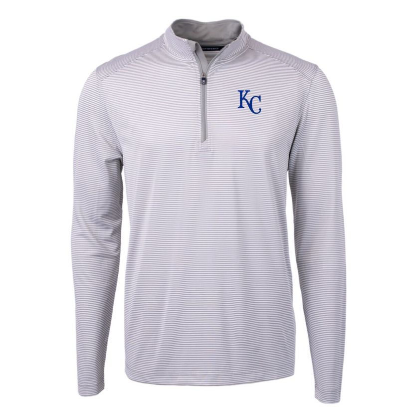 MLB Kansas City Royals Virtue Eco Pique Micro Stripe Recycled Quarter-Zip Pullover Top