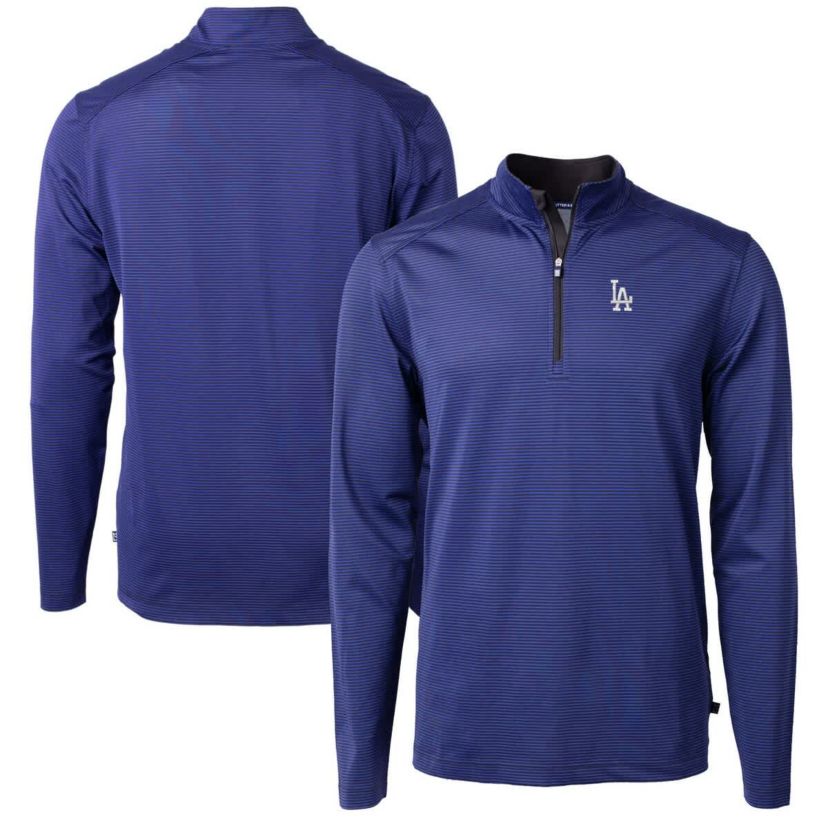 MLB Los Angeles Dodgers Virtue Eco Pique Micro Stripe Recycled Quarter-Zip Pullover Top