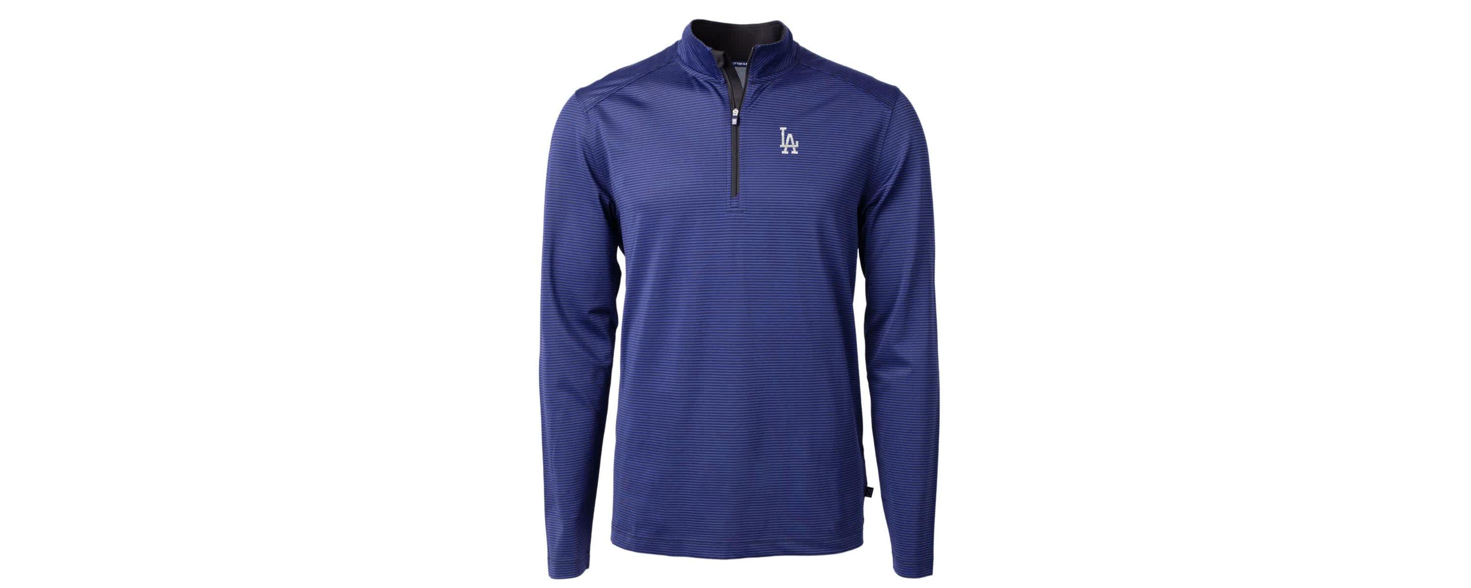 MLB Los Angeles Dodgers Virtue Eco Pique Micro Stripe Recycled Quarter-Zip Pullover Top
