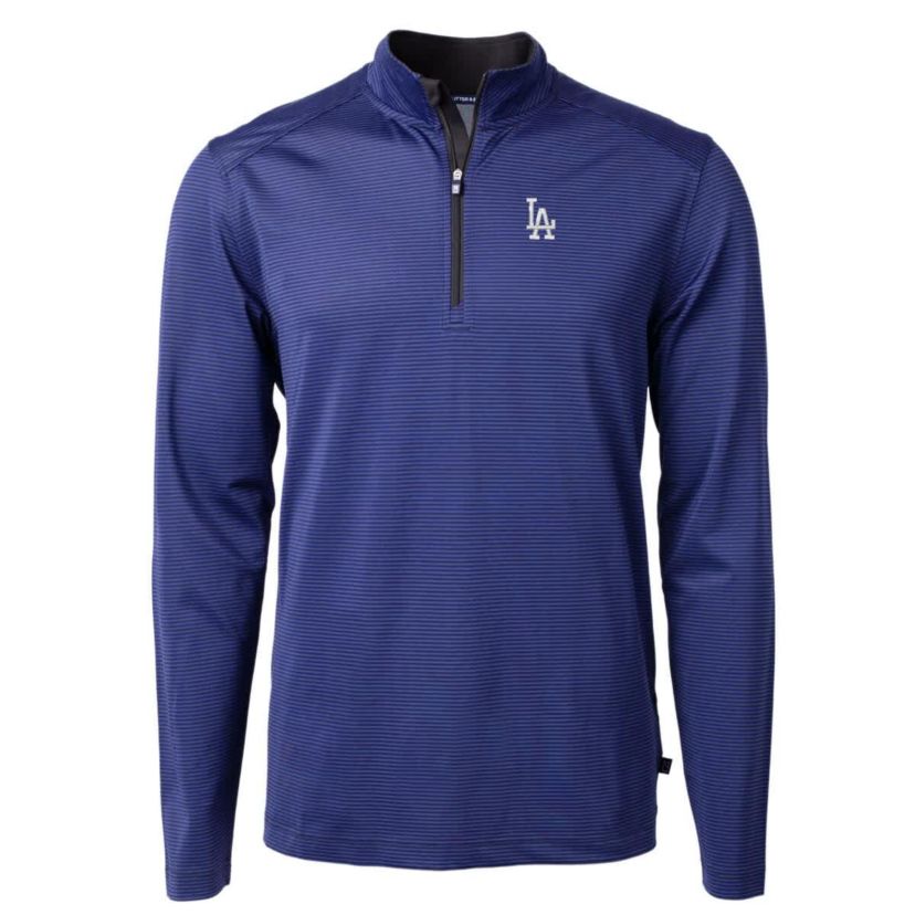 MLB Los Angeles Dodgers Virtue Eco Pique Micro Stripe Recycled Quarter-Zip Pullover Top