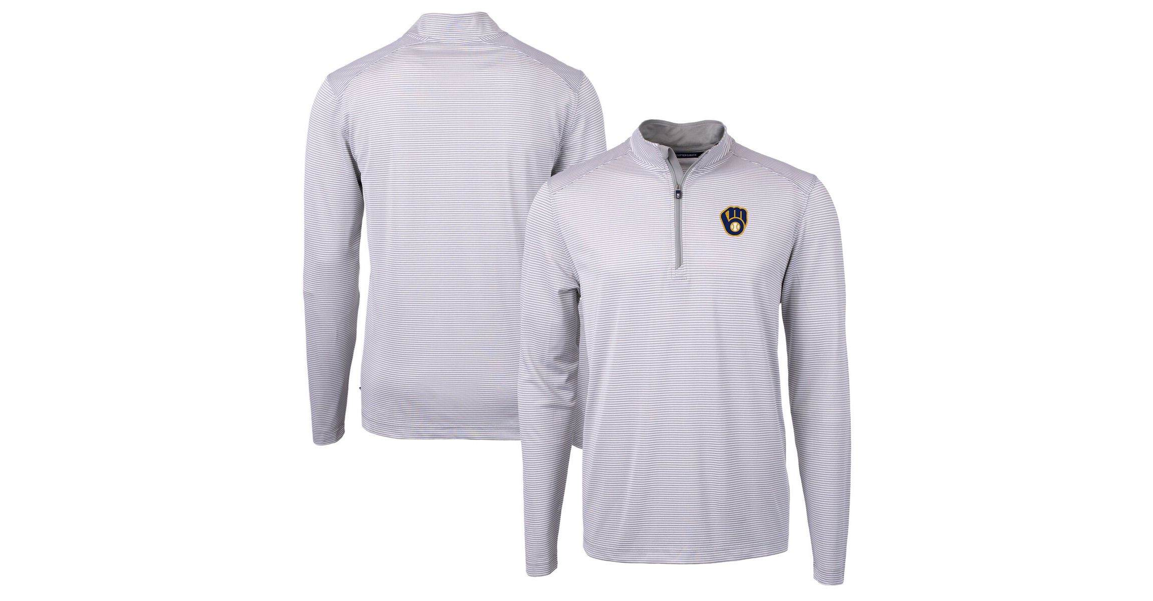 MLB Milwaukee Brewers Virtue Eco Pique Micro Stripe Recycled Quarter-Zip Pullover Top