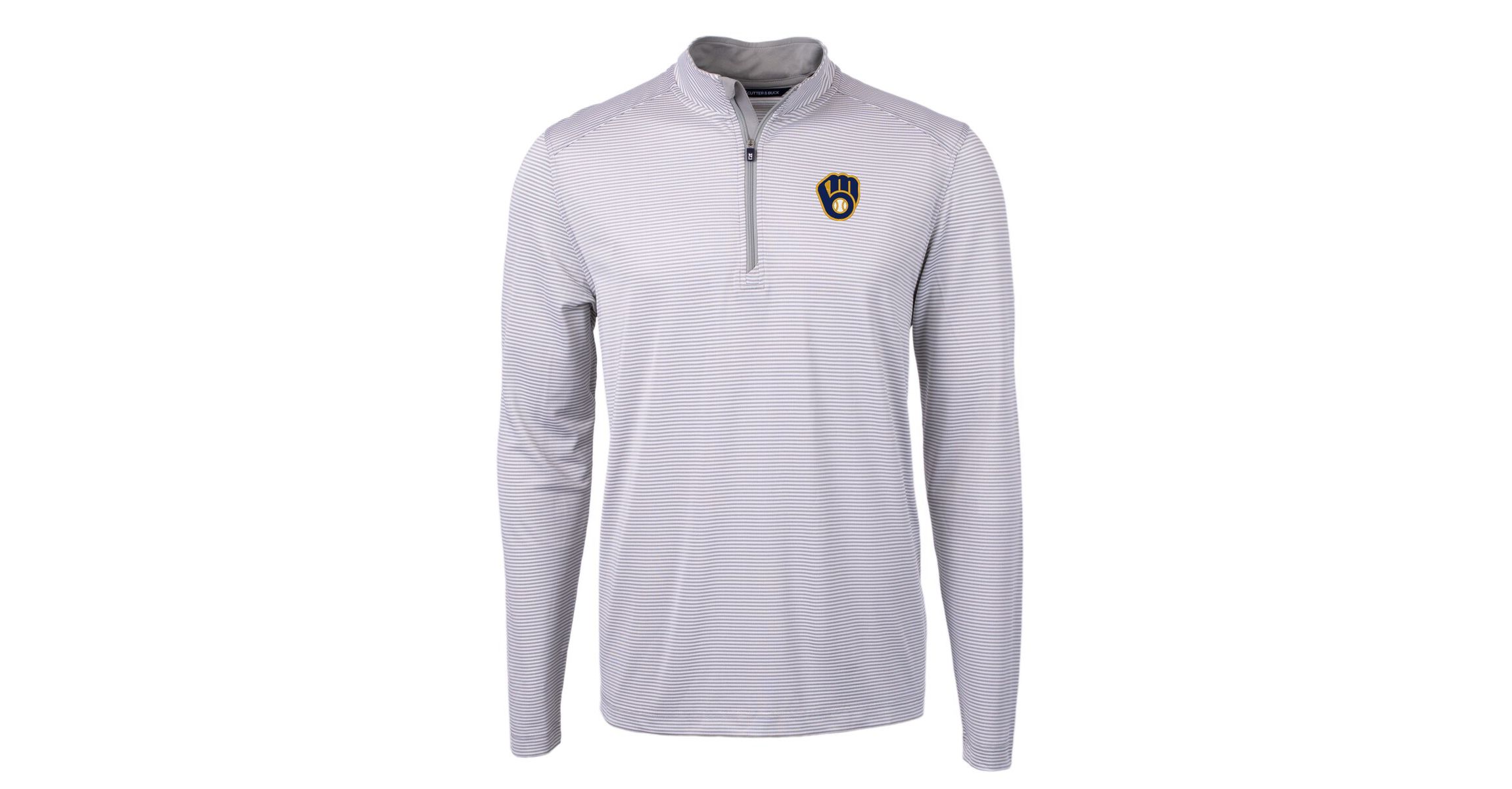 MLB Milwaukee Brewers Virtue Eco Pique Micro Stripe Recycled Quarter-Zip Pullover Top