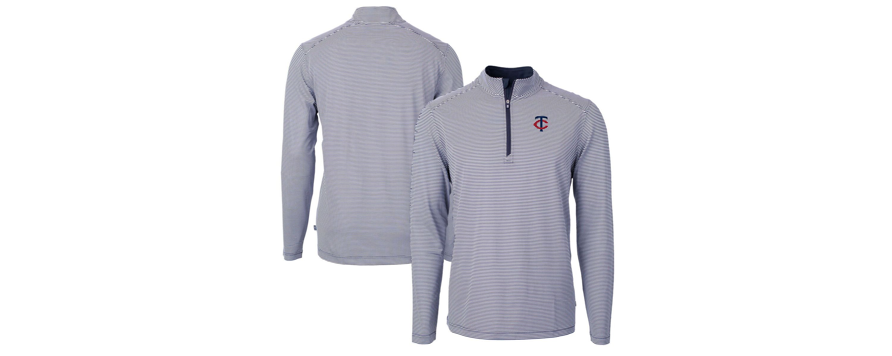 MLB Minnesota Twins Virtue Eco Pique Micro Stripe Recycled Quarter-Zip Pullover Top
