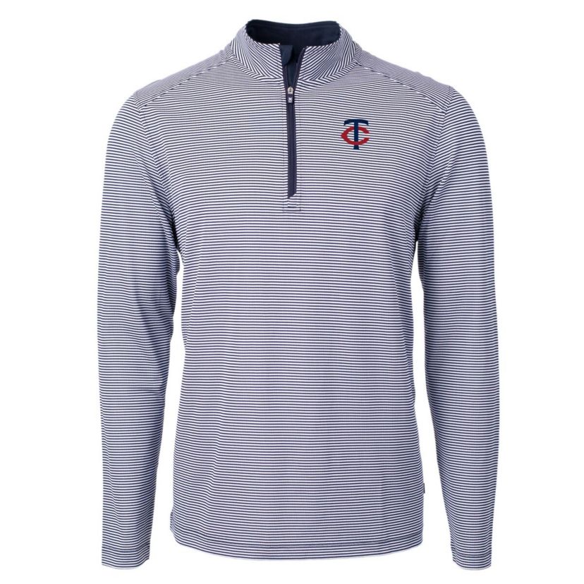 MLB Minnesota Twins Virtue Eco Pique Micro Stripe Recycled Quarter-Zip Pullover Top