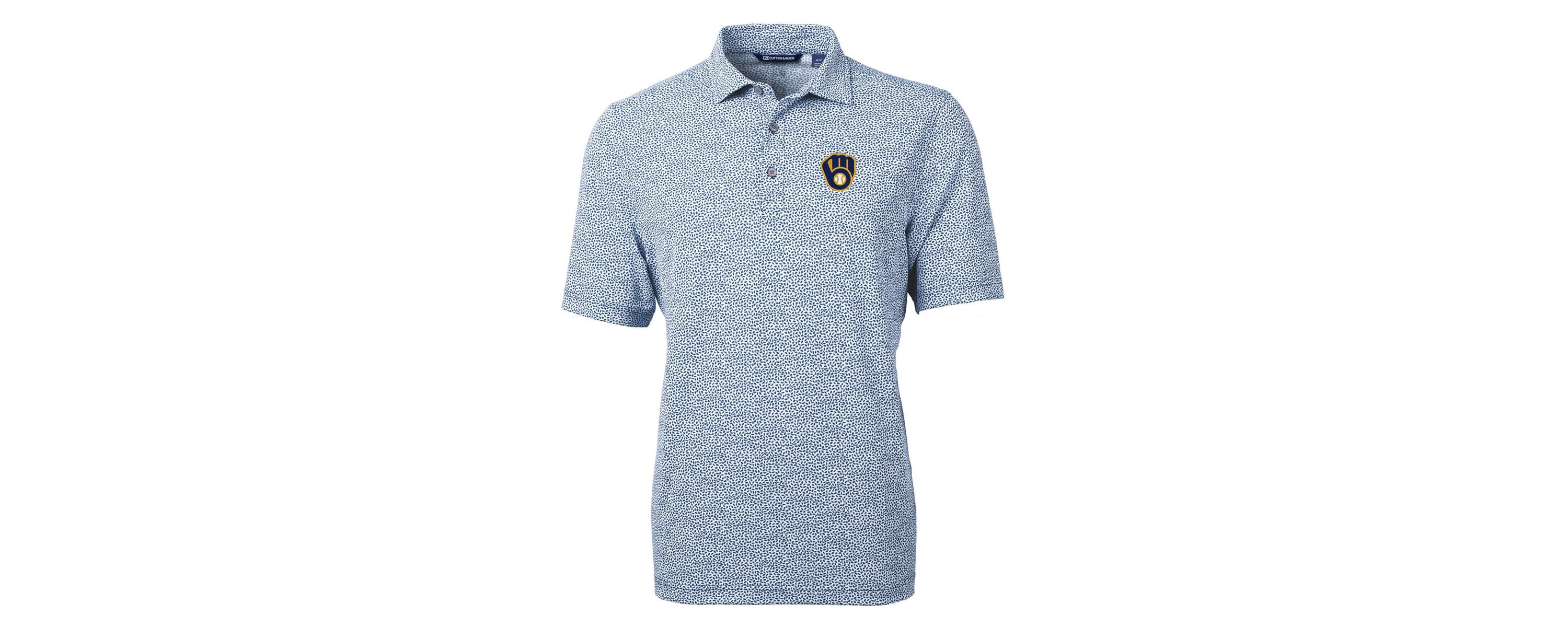 MLB Milwaukee Brewers Virtue Eco Pique Botanical Print Recycled Polo