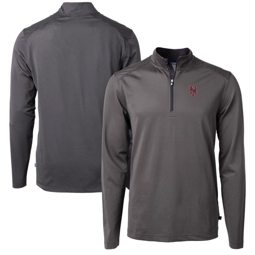 MLB New York Mets Virtue Eco Pique Micro Stripe Recycled Quarter-Zip Pullover Top