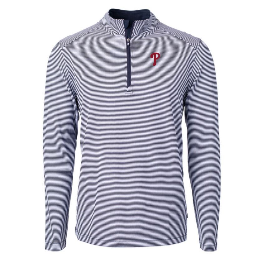 MLB Philadelphia Phillies Virtue Eco Pique Micro Stripe Recycled Quarter-Zip Pullover Top