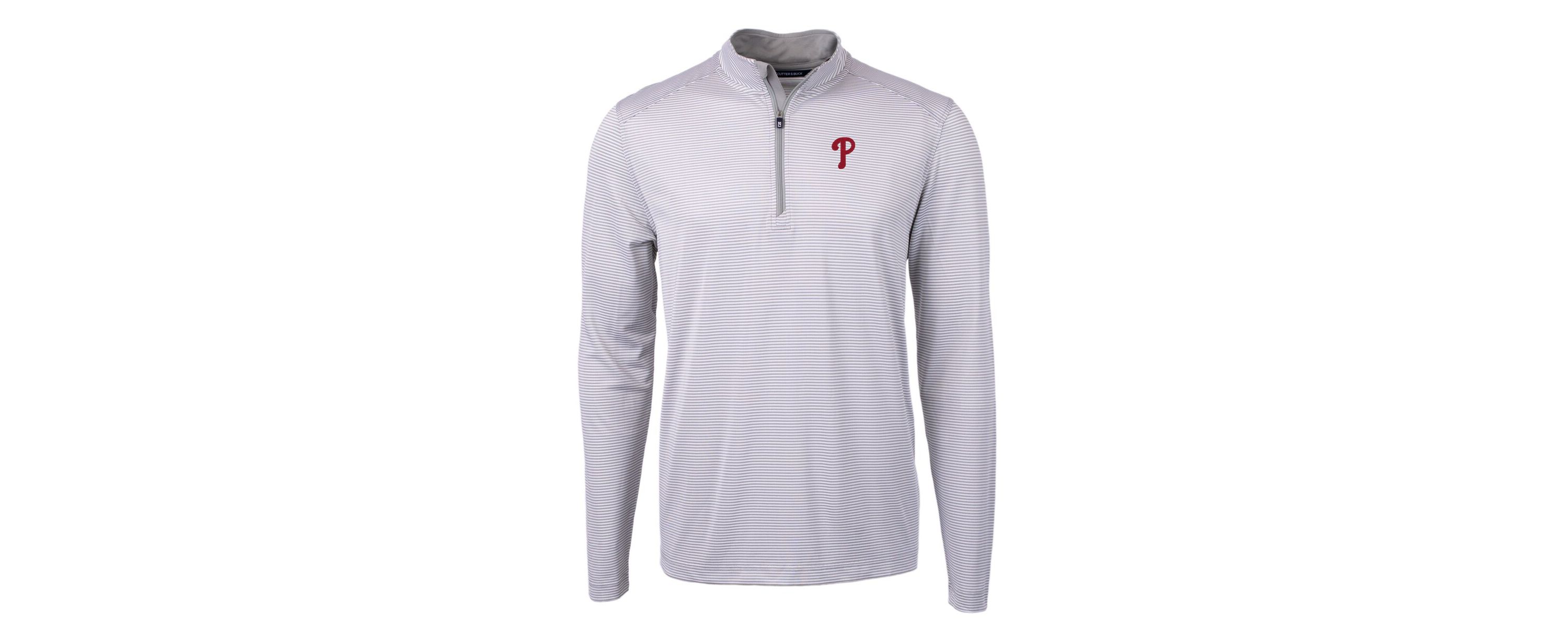 MLB Philadelphia Phillies Virtue Eco Pique Micro Stripe Recycled Quarter-Zip Pullover Top