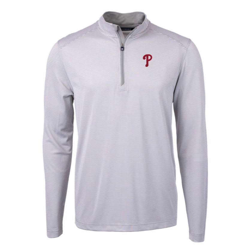 MLB Philadelphia Phillies Virtue Eco Pique Micro Stripe Recycled Quarter-Zip Pullover Top