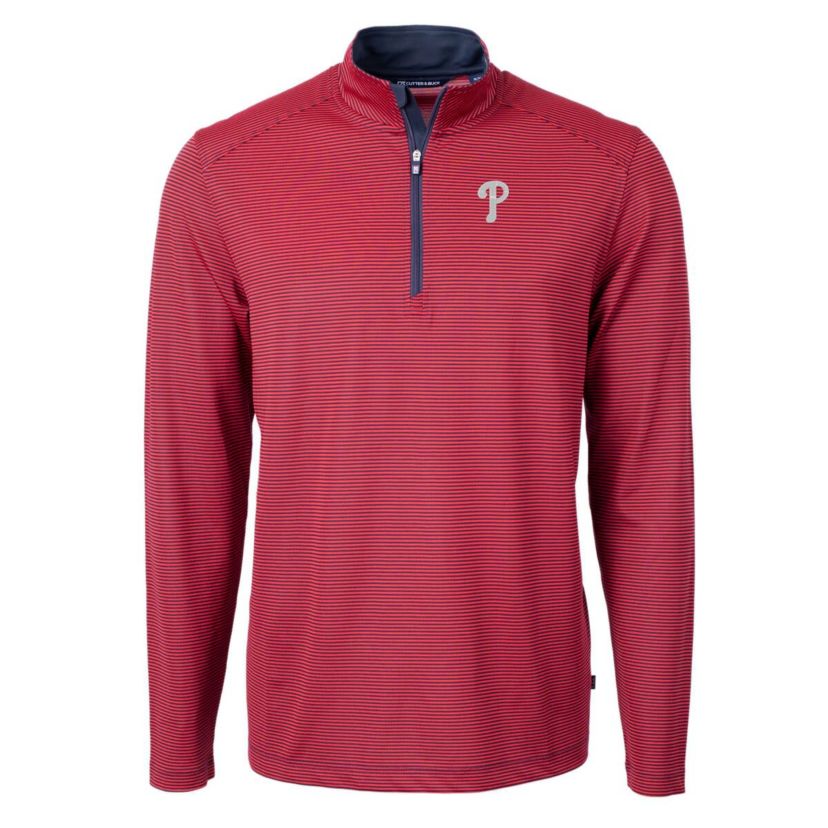 MLB Philadelphia Phillies Virtue Eco Pique Micro Stripe Recycled Quarter-Zip Pullover Top