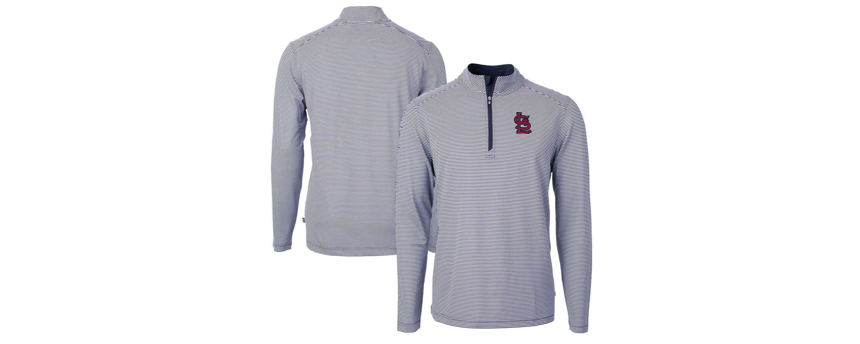MLB St. Louis Cardinals Virtue Eco Pique Micro Stripe Recycled Quarter-Zip Pullover Top