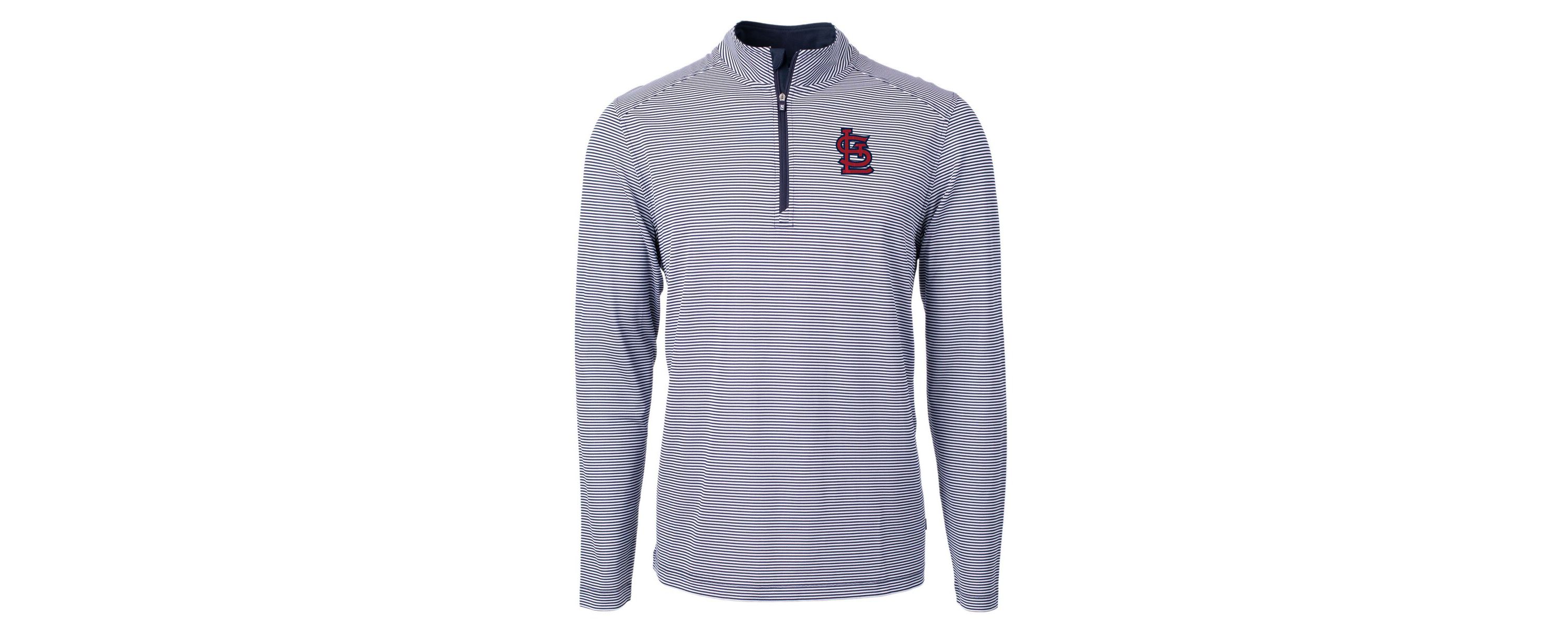 MLB St. Louis Cardinals Virtue Eco Pique Micro Stripe Recycled Quarter-Zip Pullover Top