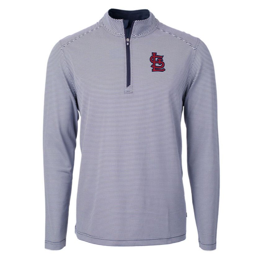 MLB St. Louis Cardinals Virtue Eco Pique Micro Stripe Recycled Quarter-Zip Pullover Top