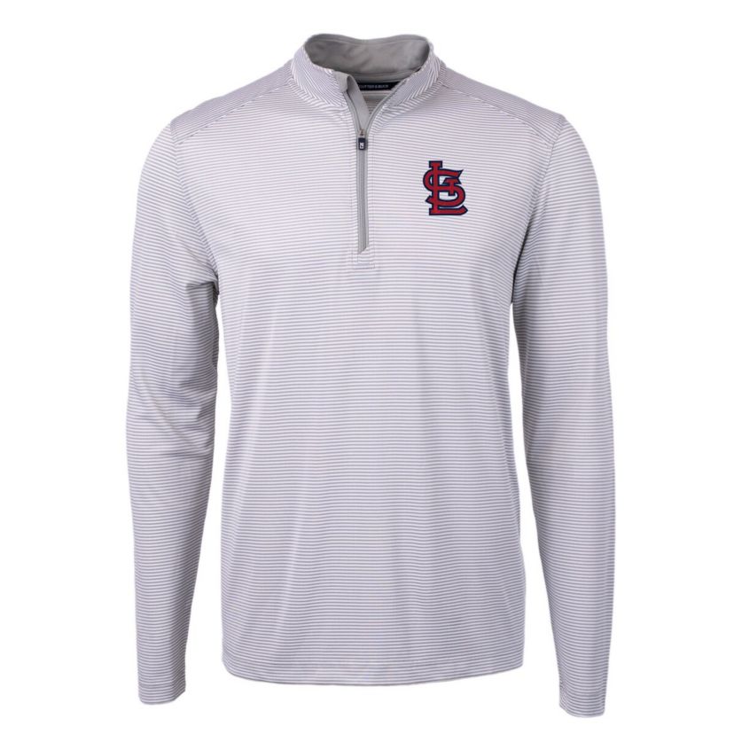 MLB St. Louis Cardinals Virtue Eco Pique Micro Stripe Recycled Quarter-Zip Pullover Top