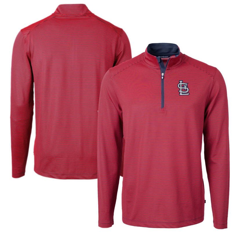 MLB St. Louis Cardinals Virtue Eco Pique Micro Stripe Recycled Quarter-Zip Pullover Top