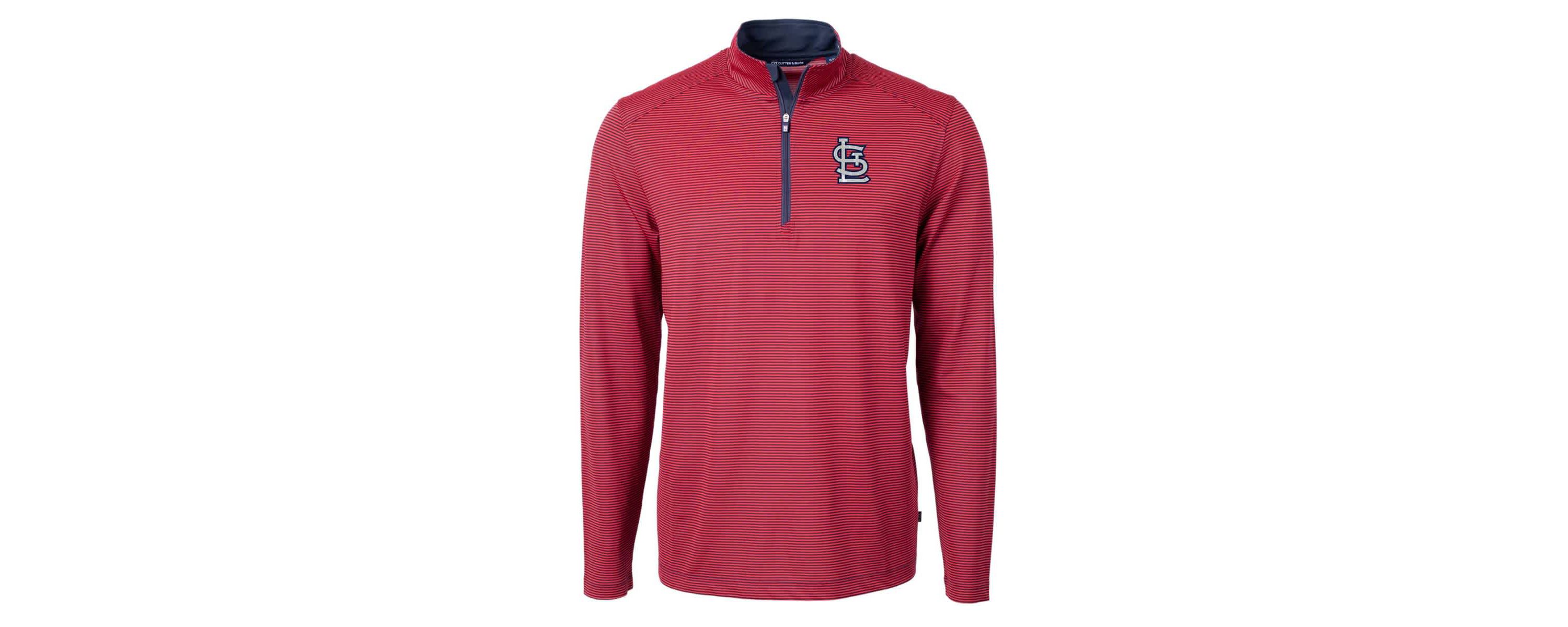 MLB St. Louis Cardinals Virtue Eco Pique Micro Stripe Recycled Quarter-Zip Pullover Top