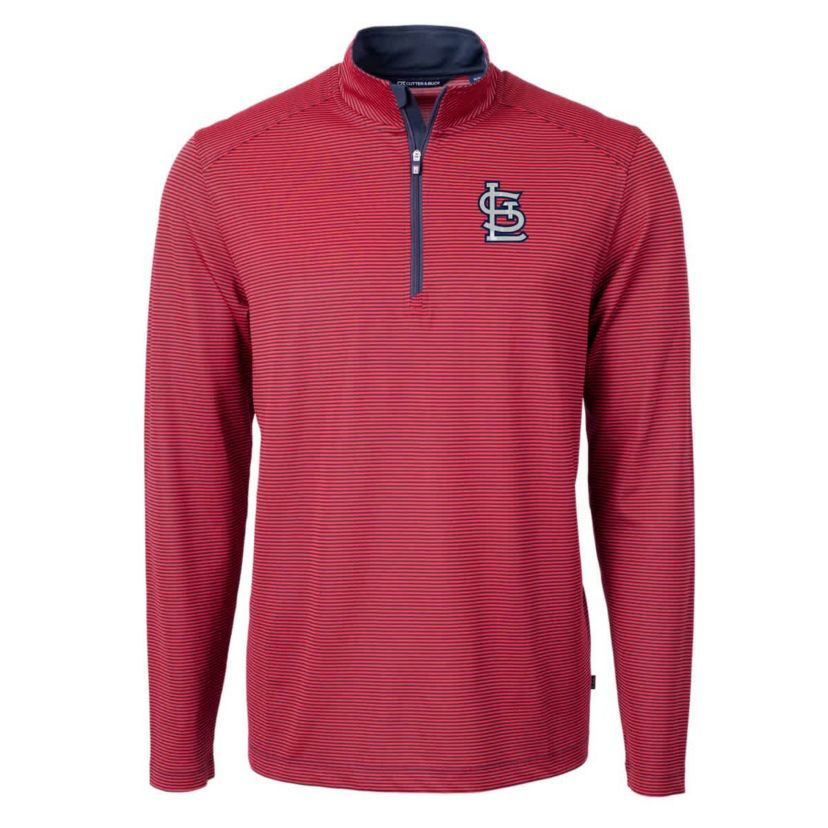 MLB St. Louis Cardinals Virtue Eco Pique Micro Stripe Recycled Quarter-Zip Pullover Top