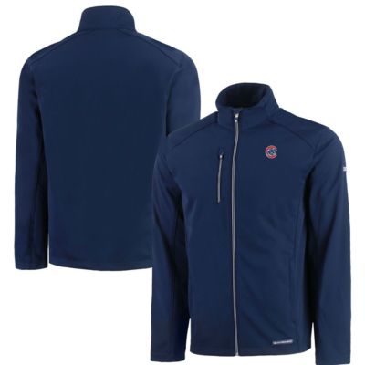 Cutter & Buck Men's MLB Chicago Cubs Evoke Eco Softshell Recycled Full-Zip Jacket, Navy Blue, Medium