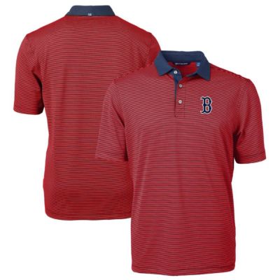 Cutter & Buck Men's Boston Red Sox MLB Boston Sox Virtue Eco Pique Micro Stripe Recycled Polo, 2XL