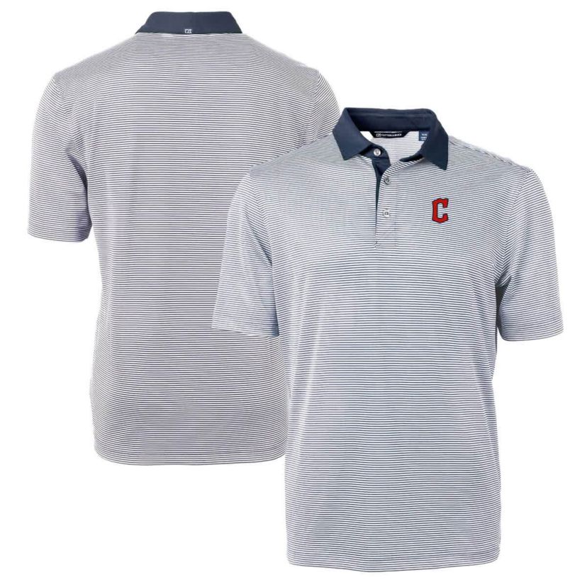 MLB Cleveland Guardians Virtue Eco Pique Micro Stripe Recycled Polo