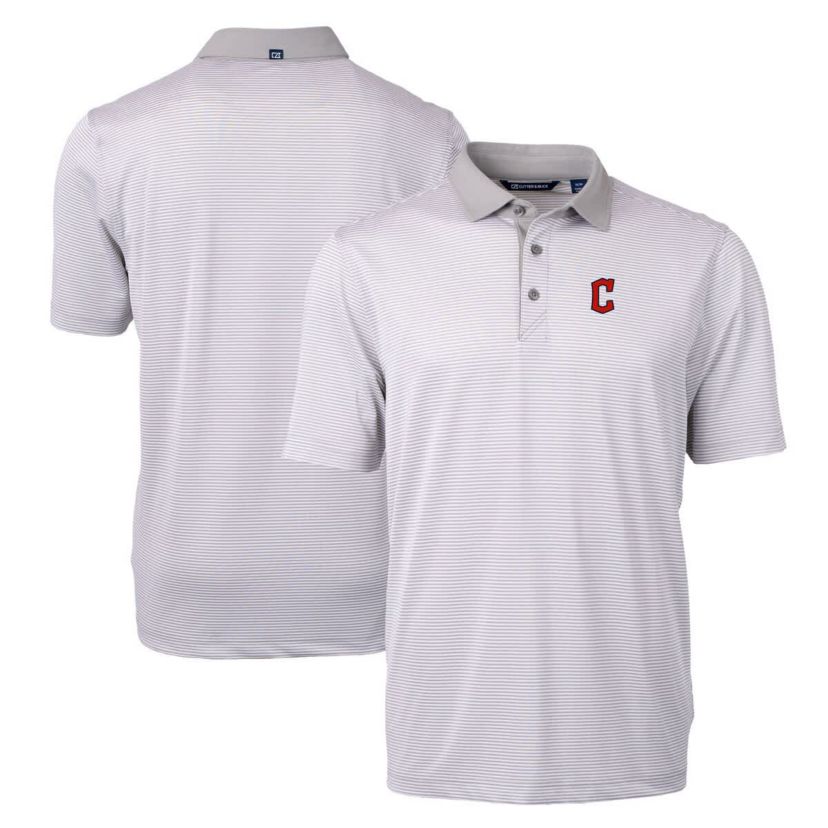 MLB Cleveland Guardians Virtue Eco Pique Micro Stripe Recycled Polo