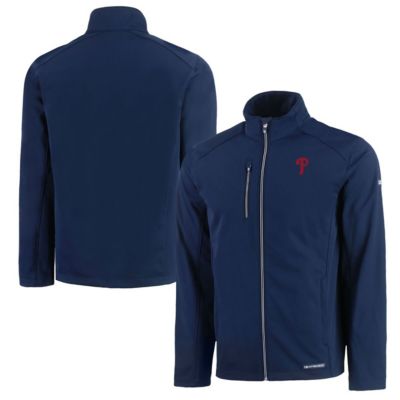Cutter & Buck Men's MLB Philadelphia Phillies Evoke Eco Softshell Recycled Full-Zip Jacket, Navy Blue, 3XL