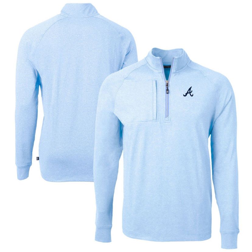 MLB Light Atlanta Braves Adapt Eco Knit Stretch Recycled Quarter-Zip Pullover Top