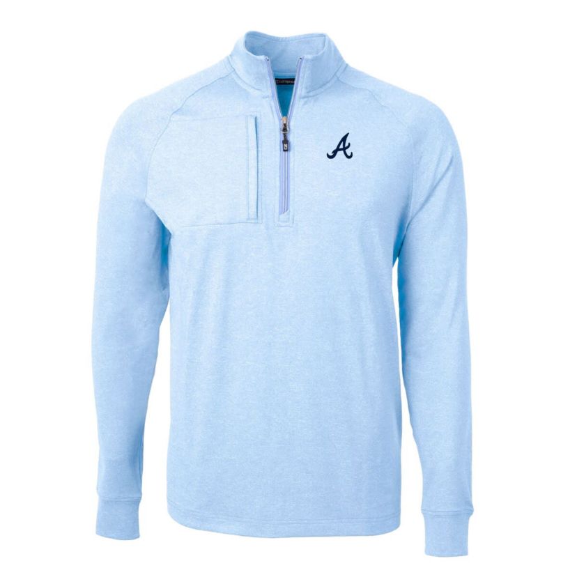 MLB Light Atlanta Braves Adapt Eco Knit Stretch Recycled Quarter-Zip Pullover Top