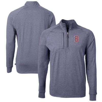 Cutter & Buck Men's Boston Red Sox MLB Boston Sox Adapt Eco Knit Stretch Recycled Quarter-Zip Pullover Top, Navy Blue, 2XL